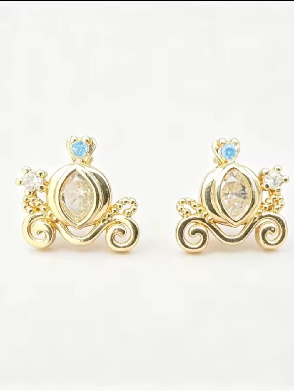 Disney Cinderella Carriage Stud Earrings Gold